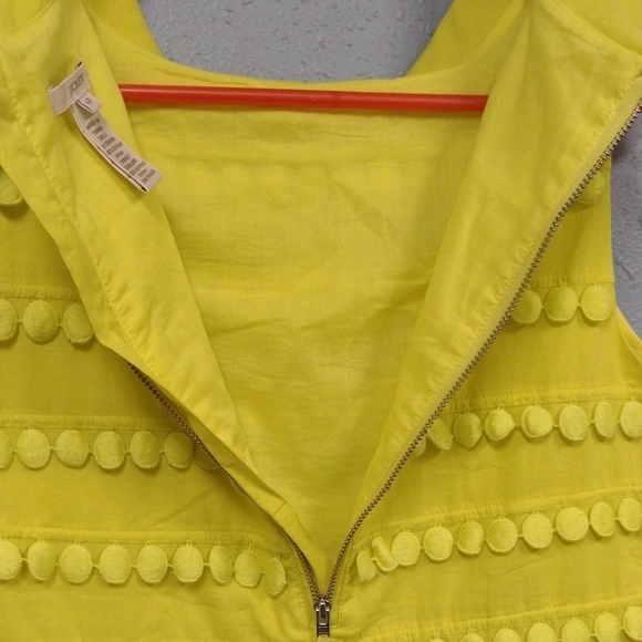 J. Crew Yellow Textured Tank Top with Pom-Pom Detail Y2K, Romantic, Femenina. - Picture 7 of 12